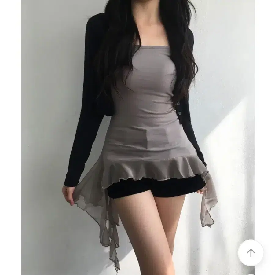 프릴 물결 롱 나시