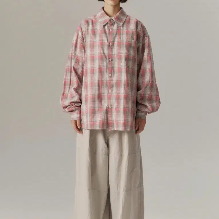 체크 패턴 오버핏 셔츠