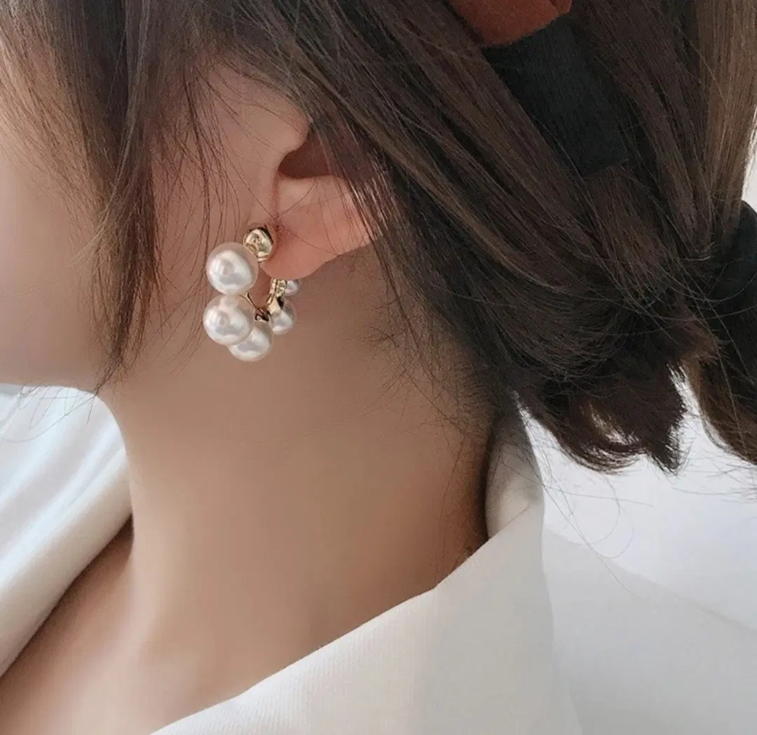 진주 드롭 이어링-새제품