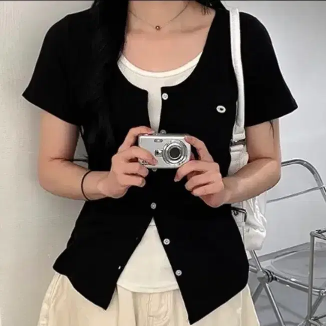 일체형 반팔 가디건