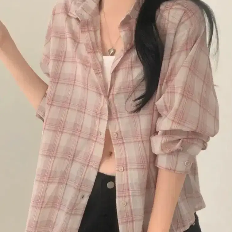 파스텔톤 체크 셔츠