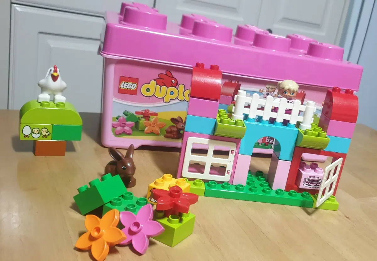 중고 LEGO 레고 듀플로 핑크 박스 토끼 닭