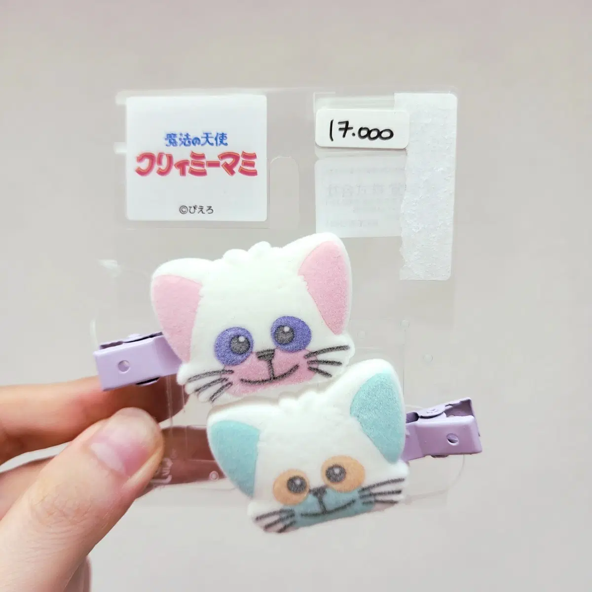 일본정품 천사 크리미마미 고양이 플로키 헤어핀 앞머리핀 머리핀