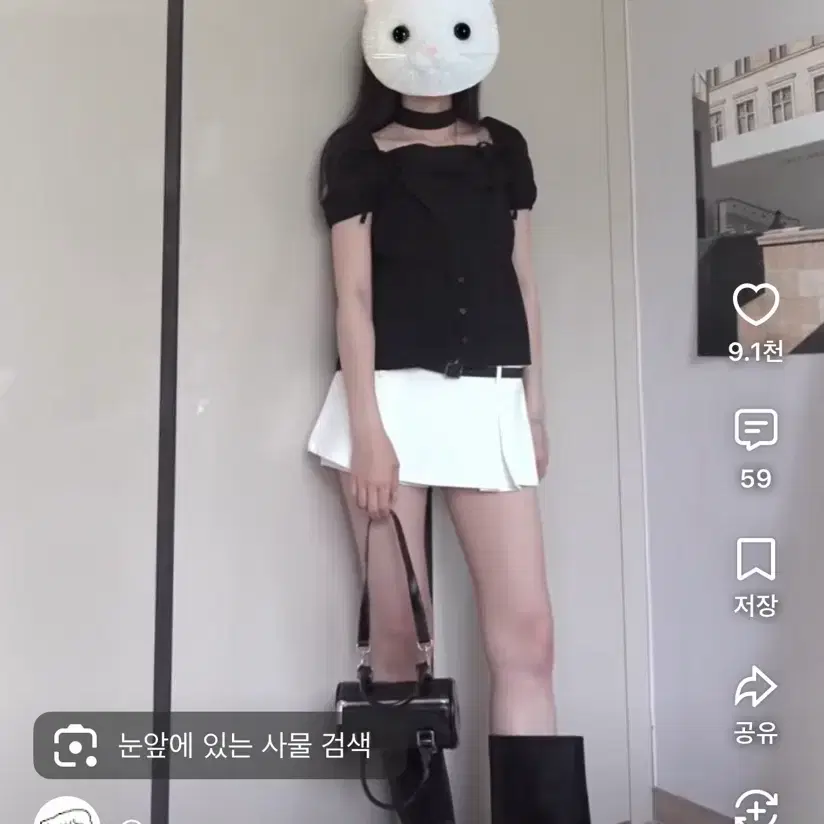 노비야카 Romentic chocker puff blouse (black)