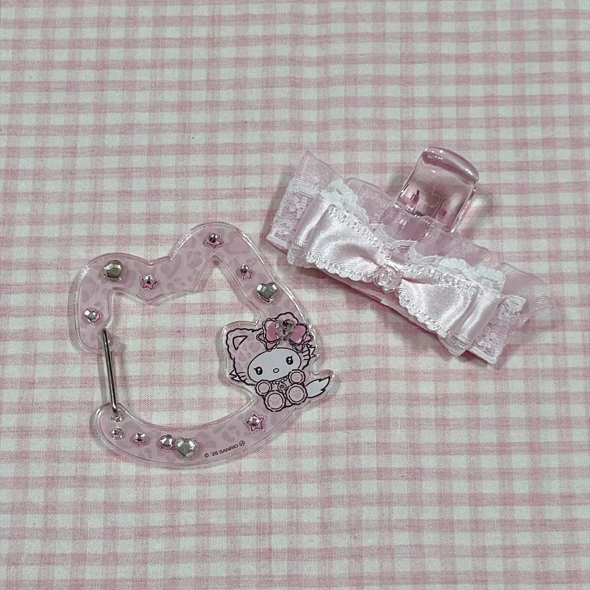[리폼] 챠미키티 카라비너 & 핑크 리본 문구 집게 세트