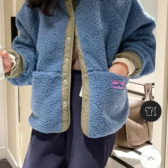 양면 플리스 자켓 블루/카키