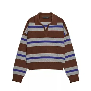 ZARA 자라 스트라이프 패턴 폴로 니트 스웨터