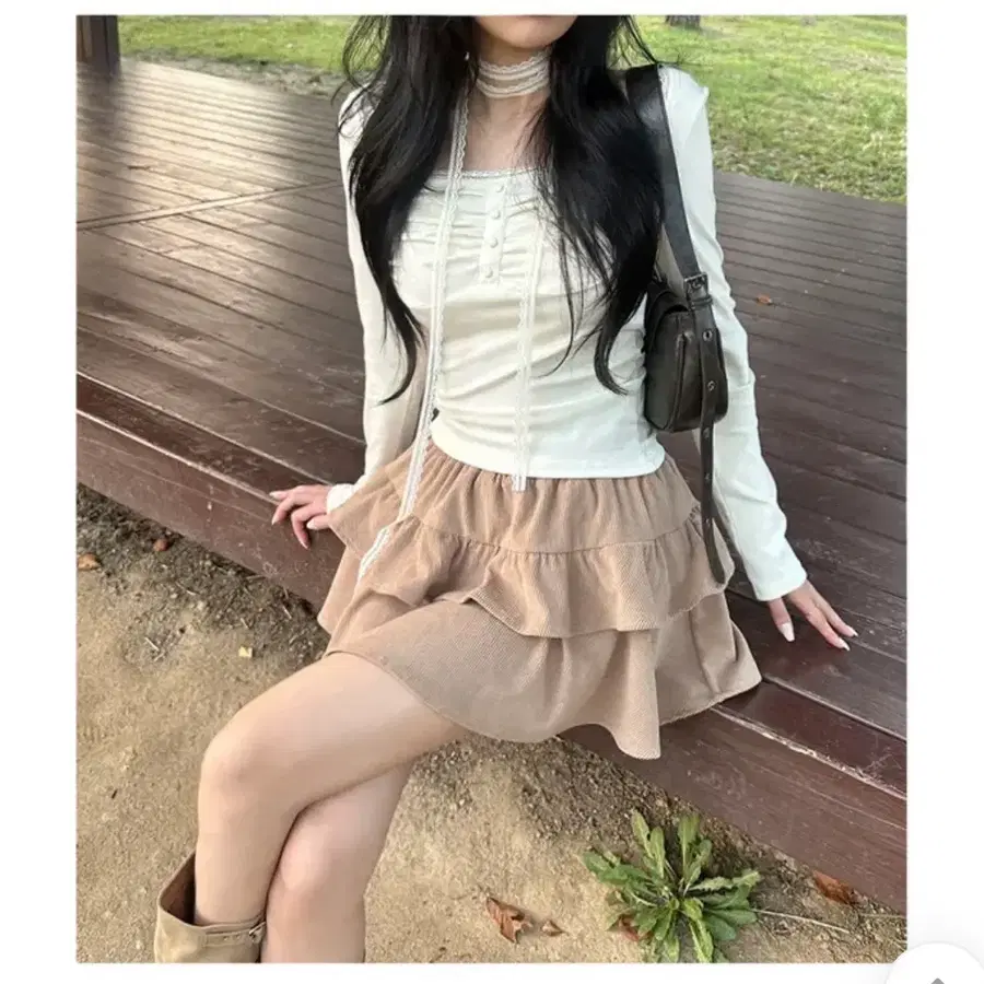 스퀘어 레이스 셔링 긴팔 티셔츠