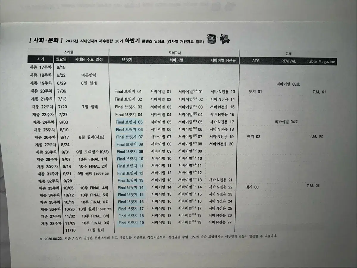 [장기거래 가능] 시대인재N final 브릿지 사회문화