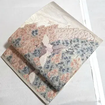 A 기모노 편안함 구백금 도야마 공작 문양 금은사 육통 순수 실크 후쿠로 오비 375