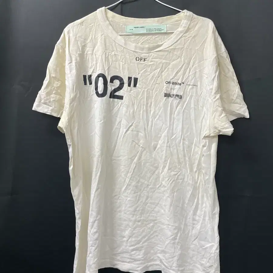 <만원빈티지 최저가>오프화이트 정품 반팔티 (변색) 90