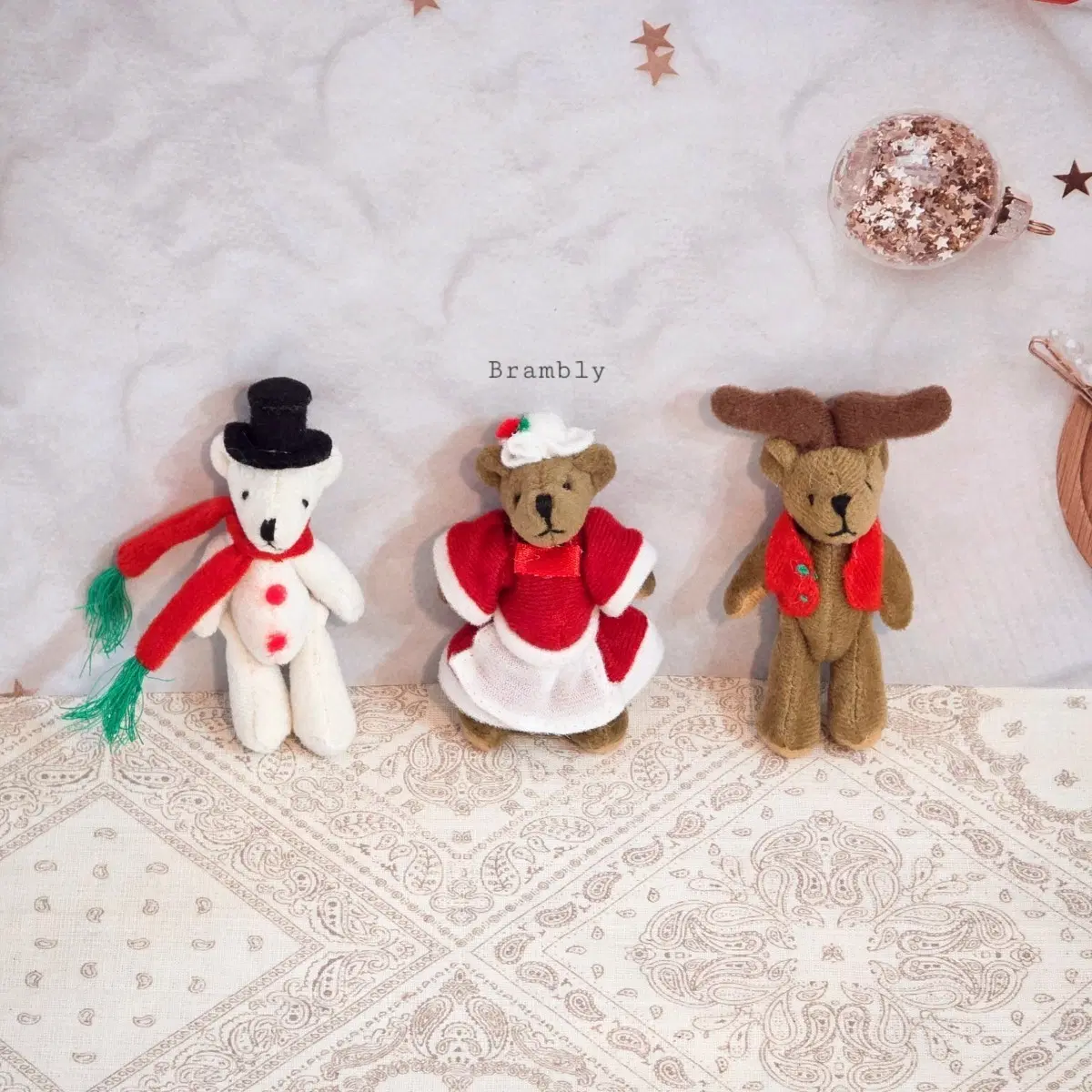 Christmas Miniature 빈티지 미니어처 크리스마스 테디베어 인형 장식 소품 곰돌이 키덜트 인테리어