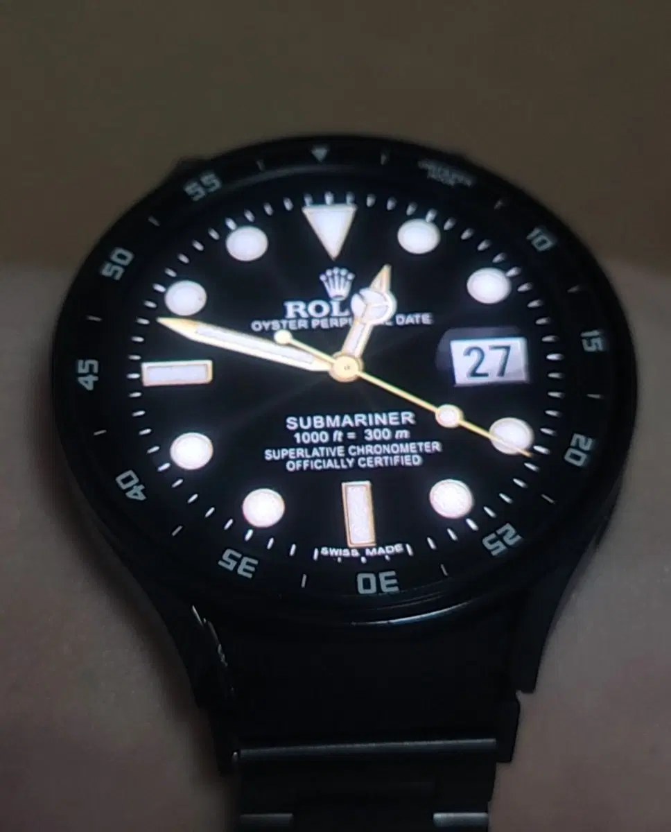 갤럭시워치4 44mm 올블랙 롤렉스 커스텀