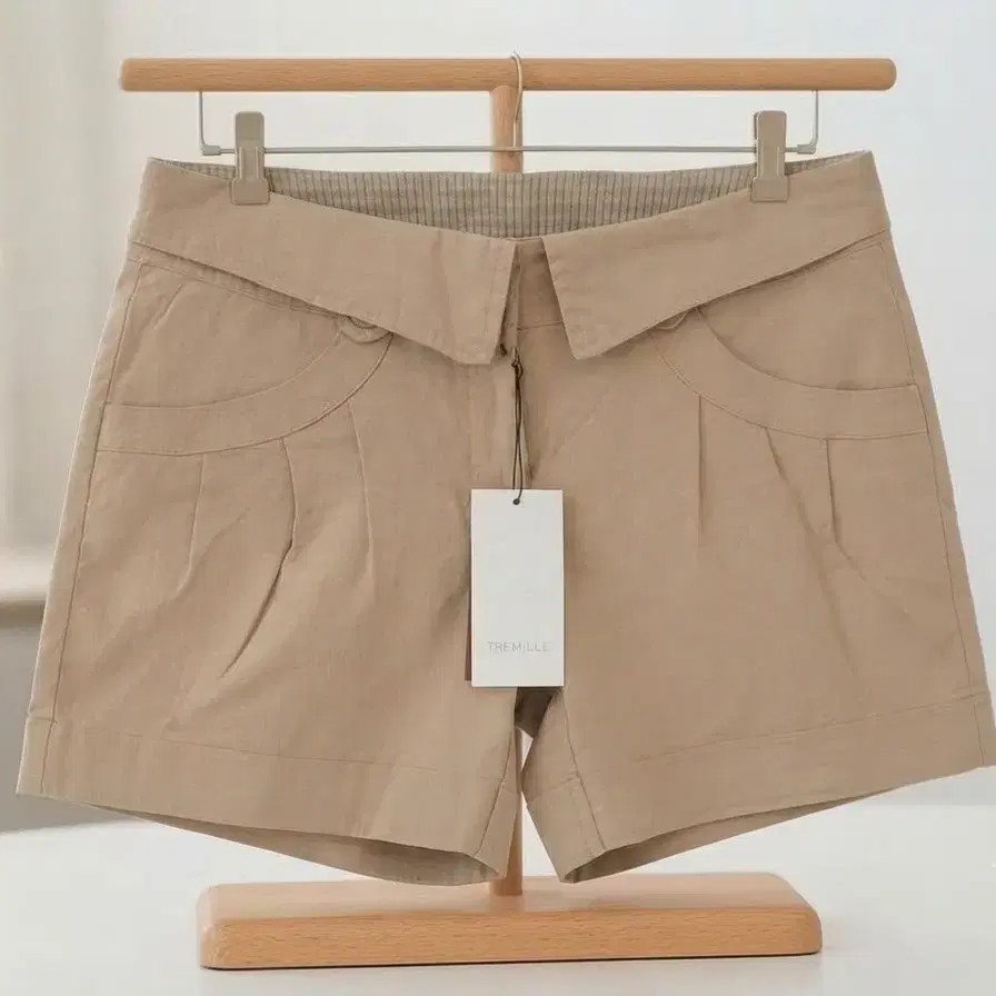 핀턱 쇼츠 베이지 허단37 총40