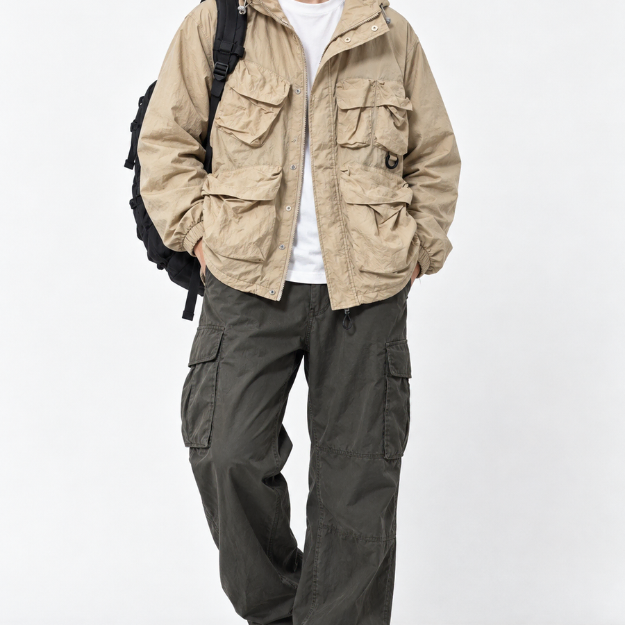 URBANSTOFF 남성 M 메쉬 후드 유틸리티 자켓 (착샷O)/호구제샵