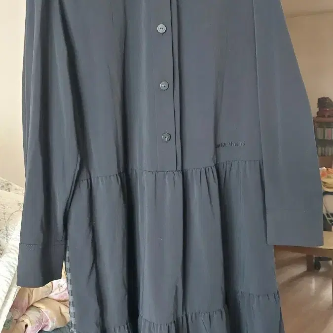럭키마르쉐 체크 프릴 카라 원피스