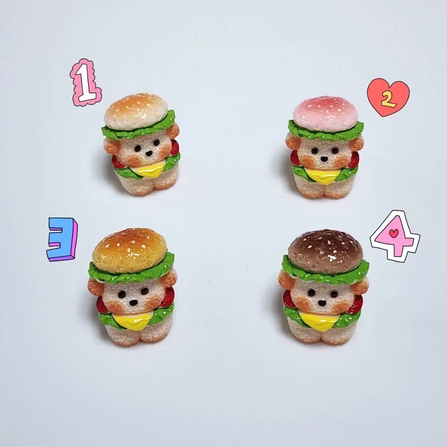 햄버거 강아지 피규어 4종