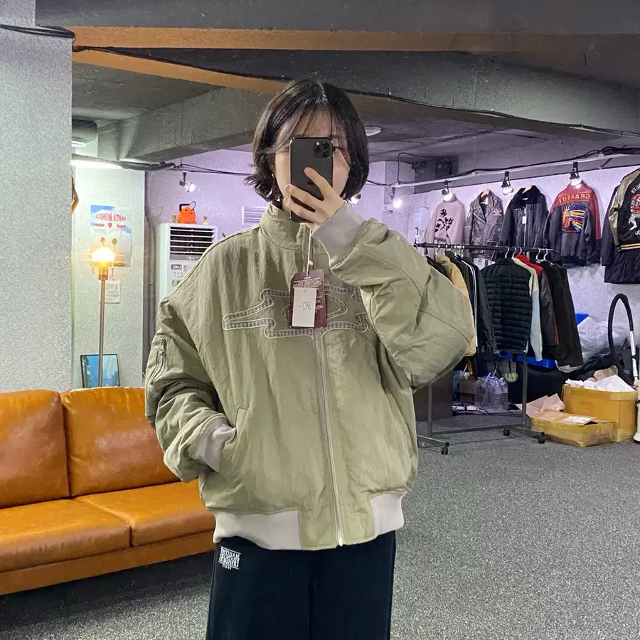 LOSERSCLUB 체크로고 카키 자켓 B6046