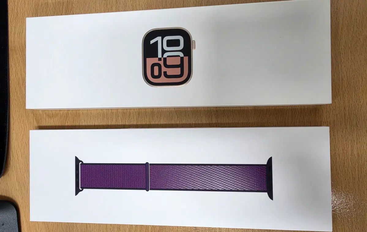 애플워치 10 46mm 로즈골드 GPS(서드파티 스트랩 2종 포함)