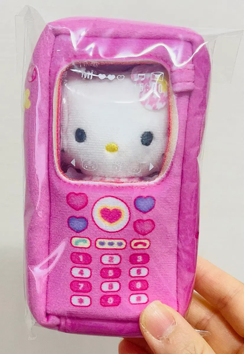 헬로키티 핑크 폰 파우치 인형