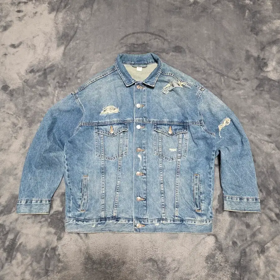 (S)여성 H&M 오버핏 디스트로이드 데님 자켓