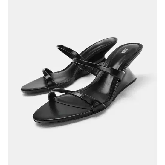 ZARA 레더 뮬 웨지힐 37 240