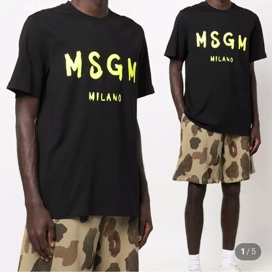 남성 MSGM 블랙라운드티셔츠 M 100