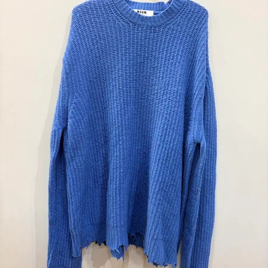 MSGM 블루 니트 스웨터 빈티지 컷팅