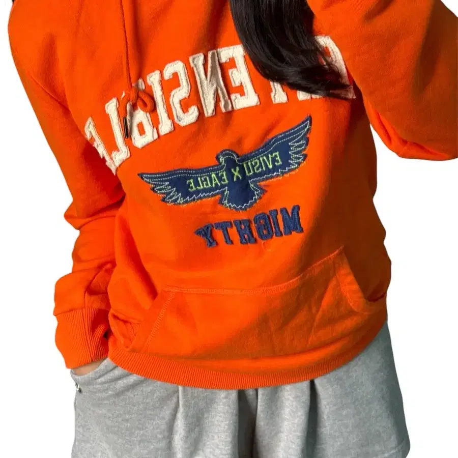 EVISU 에비수 Y2K 익스텐시블 마이티 독수리 자수 후드