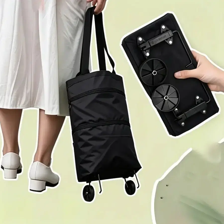 바퀴 달린 쇼핑백 접이식 장바구니 검정색