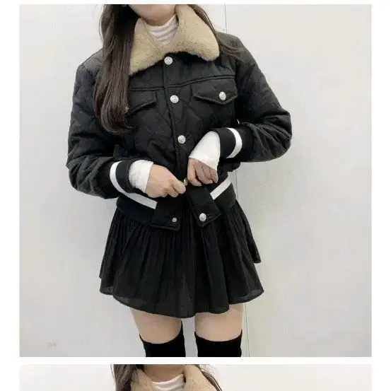 퀼팅 퍼카라 자켓 블랙