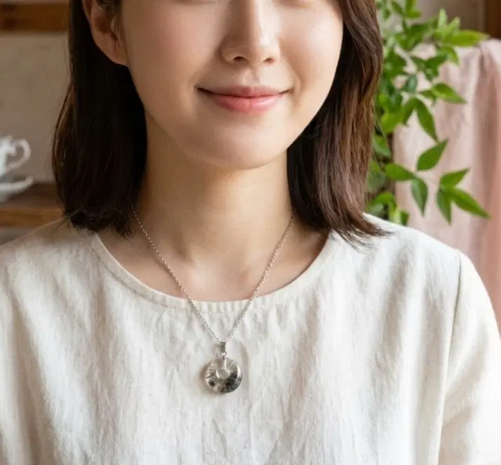 고퀄 천연 그린 가든쿼츠 평안구 실버 펜던트 선물
