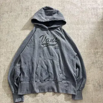 귀 페이드 90s VANS 반스 로고 풀오버 후드티 그레이 블루