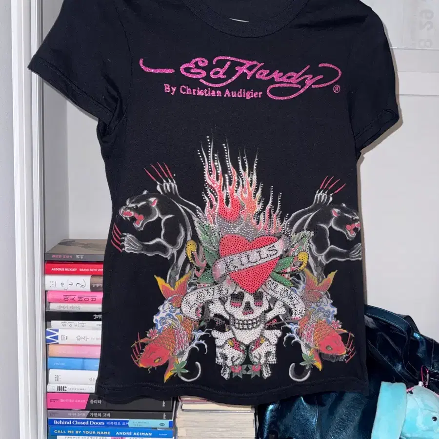 Ed hardy 에드하디 블랙 큐빅 해골 반팔티