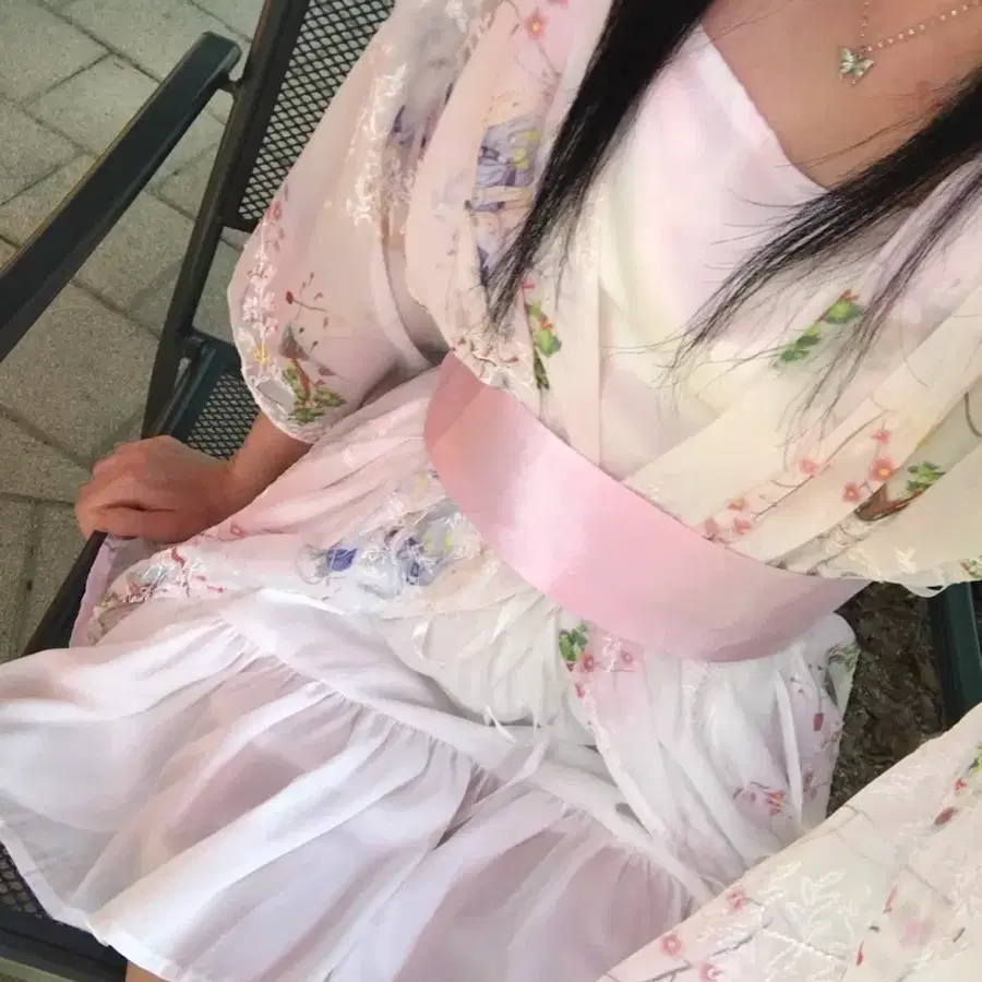 기모노 스타일 원피스 꽃무늬 벚꽃
