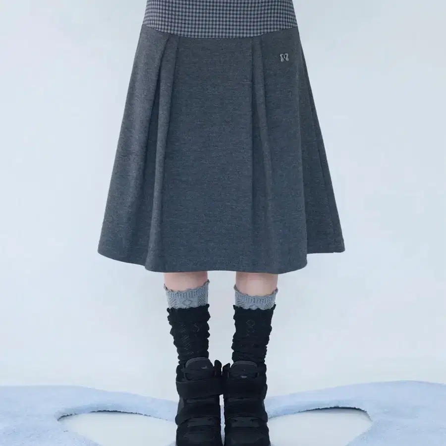 미레코 미니 체크 스웨트 스커트 차콜 1 MIRECO MINI CHECK SWEAT SK CHARCOAL 1