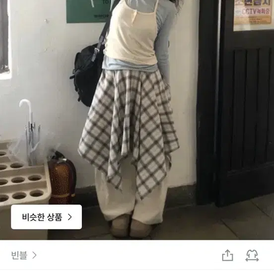 빈블 모뉴아 체크 밴딩 스커트