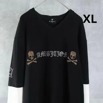 Be Ambition 롱T XL 도킹 스컬 크로스 비쥬 블랙 화이트