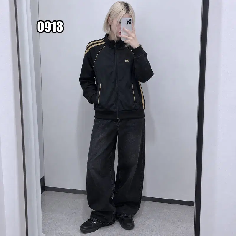 S 아디다스 올드스쿨 블랙 골드 트랙탑 져지