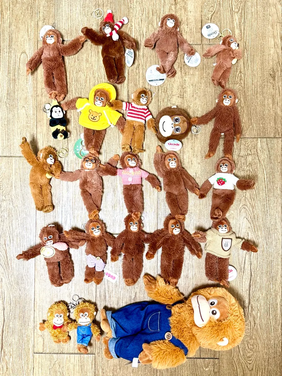 monkey원숭이고릴라침팬지오랑우탄 오랑이 중형인형뽑기키링 열쇠가방고리인형 컬렉션(일괄)