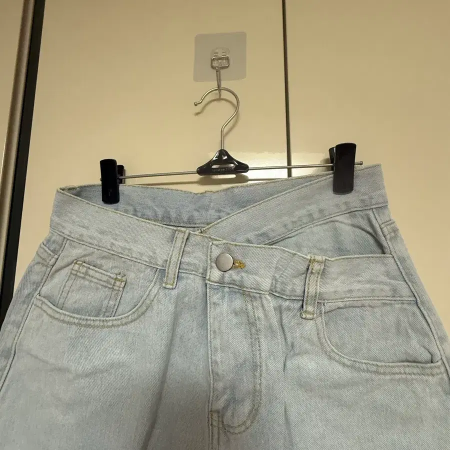 새상품 연청 크로스 와이드 데님 팬츠