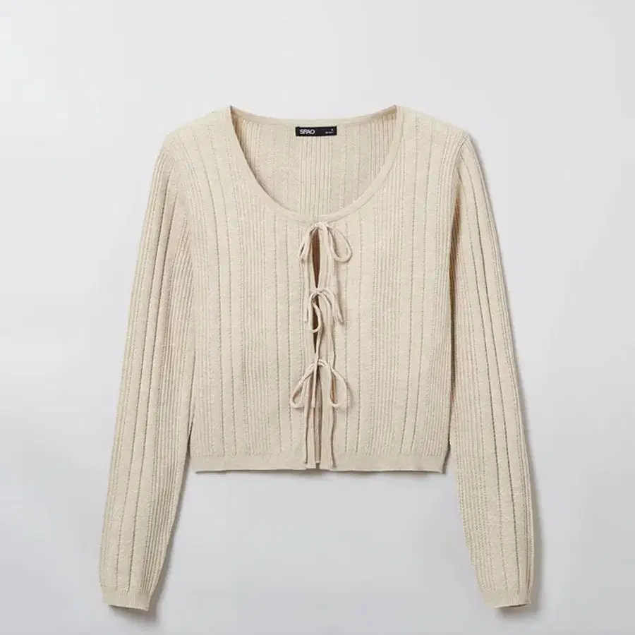 SPAO 소프트얀 리본 볼레로 가디건 베이지