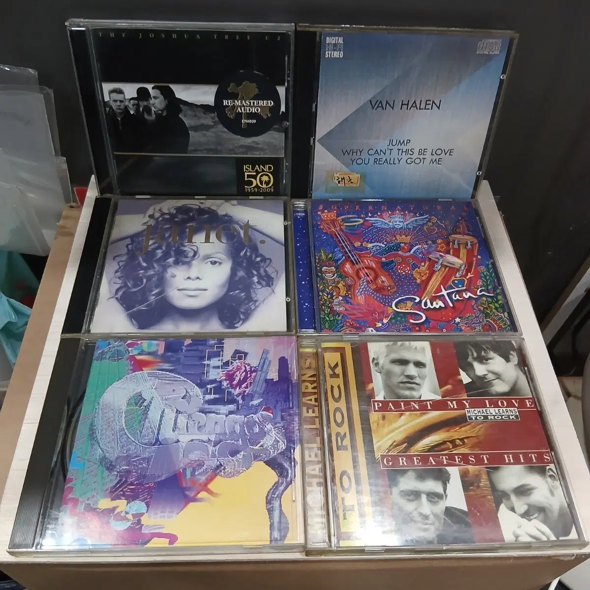 CD 팝 6장(U2 ,반 헬렌, 자넷 잭슨, 산타나 , 시카고 , 마이클 런스투락)