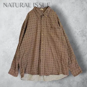 NATURAL ISSUE 90s 빈티지 셔츠 기하학 패턴 브라운 XL