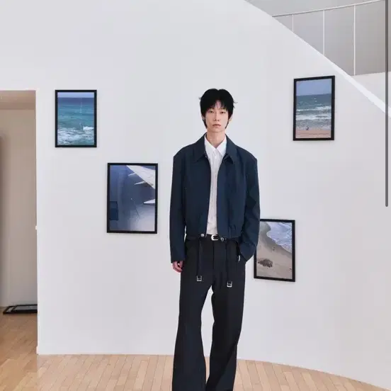 웨이비니스 Canvas Wool Crop Blouson - French Blue 2사이즈