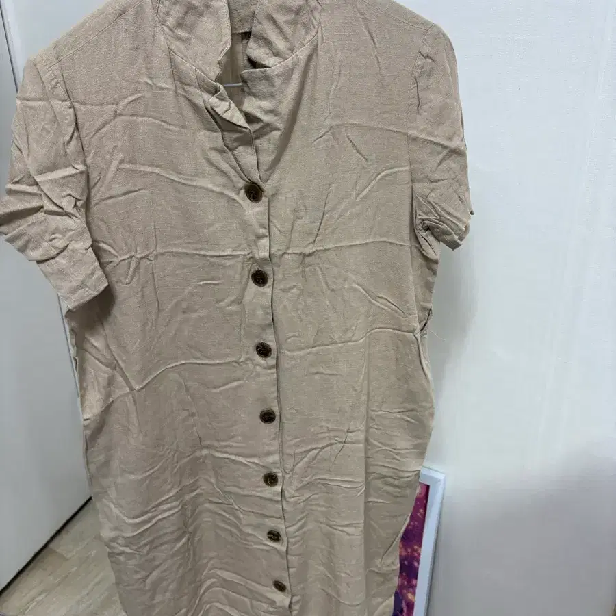 미쏘 베이지 카라 원피스(단추풀면 가디건가능)