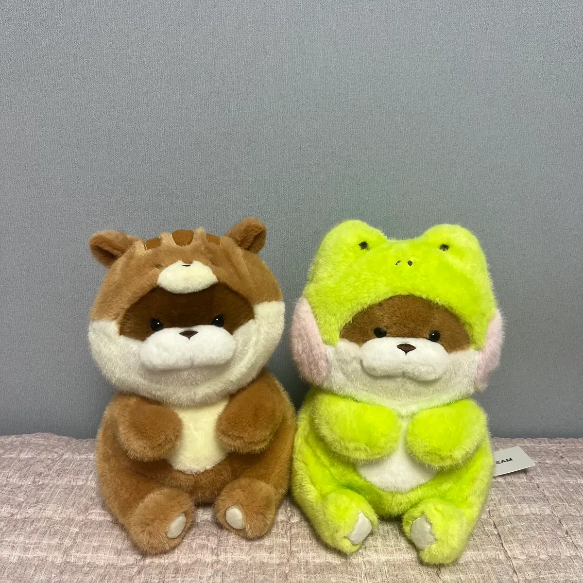 [새상품] 초신상 일괄 동물코스튬 우소우소짱 다람쥐 개구리 우소 25cm 인형 2종 세트