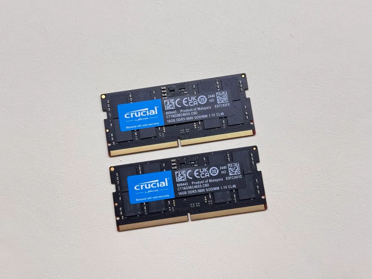 노트북램 마이크론 Crucial DDR5 5600 16GB 2개