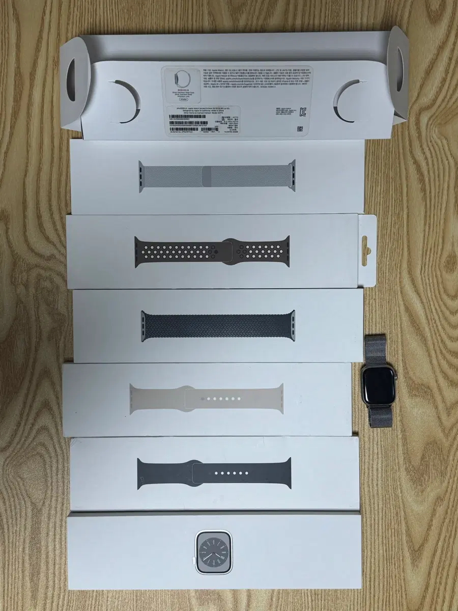 애플워치 8 스테인리스 실버 41mm 밀레니즈루프 + 정품 스트랩 4개