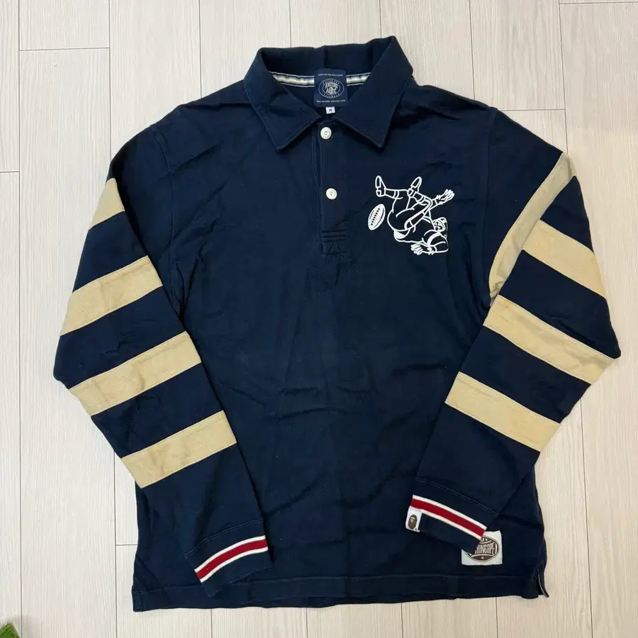 니고 A BATHING APE 베이프 컬리지 럭비 셔츠 M